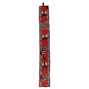 African Yoruba Beaded Sash Wall Hanging Tribal Mask Zebra Nigeria